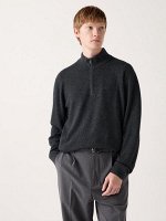 UNIQLO - кашемировый свитер с полумолнией - 08 DARKGRAY