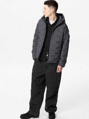 UNIQLO - стёганый пуховик с удобным капюшоном Pufftech - 08 DARK GRAY