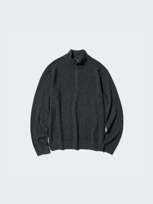 UNIQLO - кашемировый свитер с полумолнией