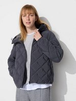 UNIQLO - теплая стеганая куртка с капюшоном - 08 DARK GRAY