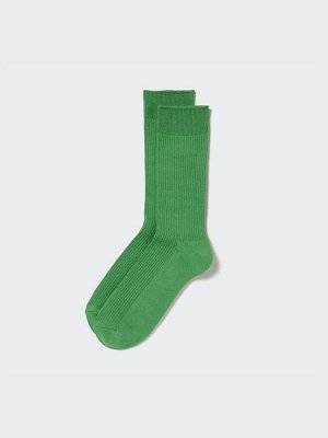 UNIQLO - однотонные цветные носки унисекс в рубчик - 53 GREEN
