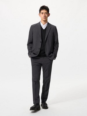 UNIQLO - мужской жилет из шерсти мериноса с V-образным вырезом - 69 NAVY
