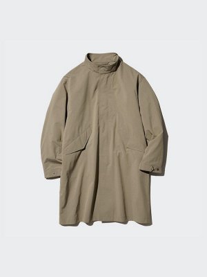 UNIQLO - ветрозащитное пальто до колен с коротким воротником