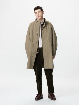 UNIQLO - ветрозащитное пальто до колен с коротким воротником