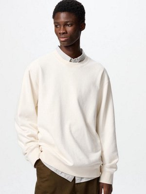 UNIQLO - хлопковый свитшот унисекс с круглым вырезом - 01 OFFWHITE