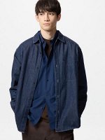 UNIQLO - джинсовая рубашка свободного силуэта - 68 BLUE