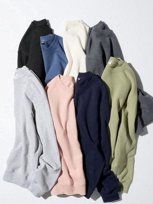 UNIQLO - хлопковый свитшот унисекс с круглым вырезом - 01 OFFWHITE