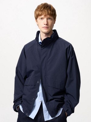 UNIQLO - легкая унисекс ветровка с воротником-капюшоном -  69 NAVY