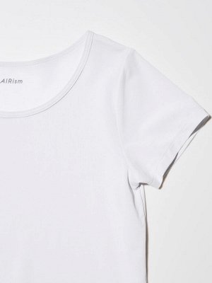 UNIQLO - детская футболка AIRism с U-образным вырезом - 00 WHITE
