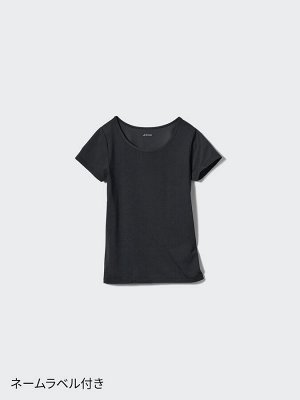 UNIQLO - детская футболка AIRism с U-образным вырезом - 09 BLACK