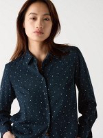UNIQLO - блуза из искусственного шелка в мелкий рисунок - 69 NAVY