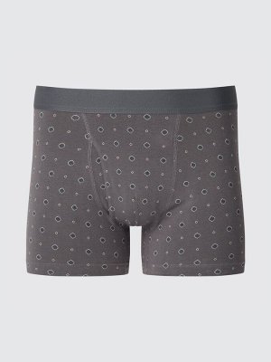 UNIQLO - хлопковые трусы-боксеры с дизайном - 07 GRAY