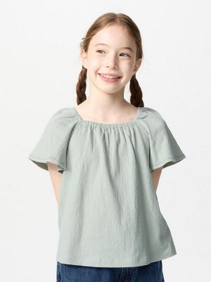 UNIQLO - футболка со сборками и расклешенными рукавами - 52 GREEN