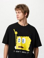 UNIQLO UT - хлопковая футболка унисекс с дизайном Губки Боба - 09 BLACK
