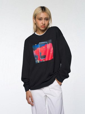 UNIQLO - хлопковый лонгслив из коллаборации KAWS + Warhol - 09 BLACK