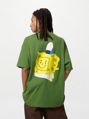 UNIQLO UT - хлопковая футболка унисекс с дизайном Губки Боба - 56 OLIVE