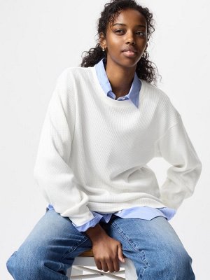 UNIQLO - вафельная кофта - 00 WHITE
