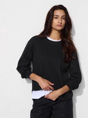 UNIQLO - вафельная кофта - 09 BLACK
