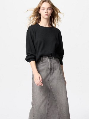 UNIQLO - вафельная кофта - 09 BLACK