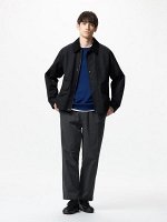 UNIQLO - свободные брюки из хлопка до щиколотки - 08 DARK GRAY