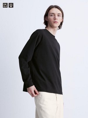 UNIQLO U - хлопковая кофта AIRism с круглым вырезом - 09 BLACK