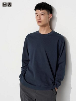 UNIQLO U - хлопковая кофта AIRism с круглым вырезом - 68 BLUE