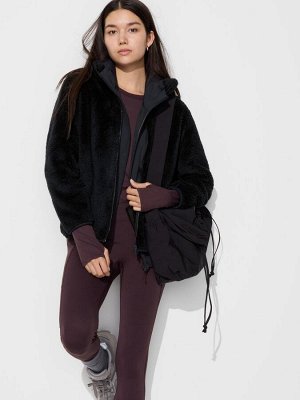 UNIQLO - пушистая флисовая куртка на молнии - 09 BLACK