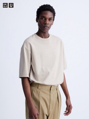 UNIQLO - хлопковая футболка оверсайз AIRism - 02 LIGHT GRAY