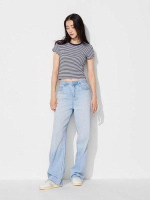 UNIQLO - укороченная футболка в мелкую полоску - 69 NAVY