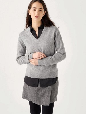 UNIQLO - кашемировый свитер с v-образным вырезом - 03 GRAY