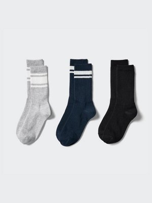 UNIQLO - женские носки в рубчик из смесового хлопка (3 пары) - 03 GRAY
