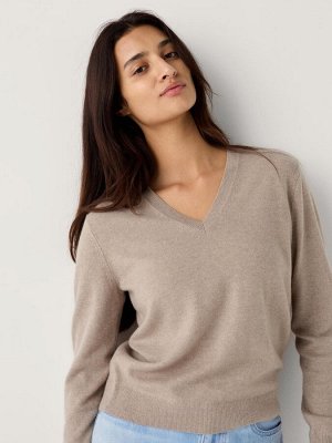 UNIQLO - кашемировый свитер с v-образным вырезом - 31 BEIGE