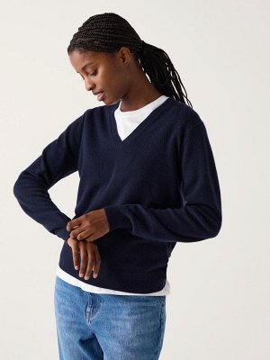 UNIQLO - кашемировый свитер с v-образным вырезом - 69 NAVY