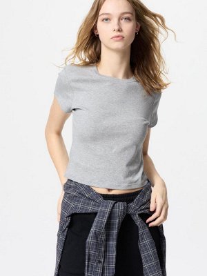 UNIQLO - базовая женская футболка - 03 GRAY