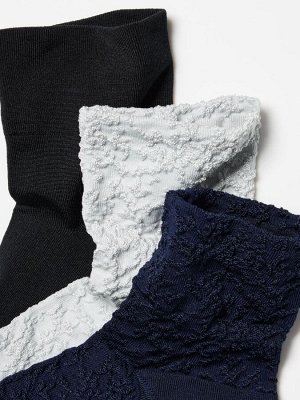 UNIQLO - женские носки с контрастными вставками (3 пары) - 03 GRAY