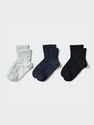 UNIQLO - женские носки с контрастными вставками (3 пары) - 03 GRAY