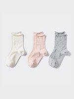 UNIQLO - однотонные женские носки из тонкого смесового хлопка (3 пары) - 00 WHITE