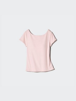 UNIQLO AIRism - хлопковая футболка с чашечками и полуоткрытой спиной - 36 BROWN
