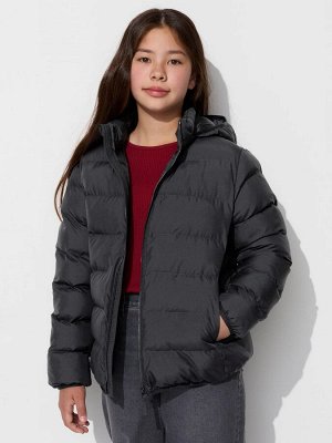 UNIQLO - теплая детская куртка с капюшоном - 09 BLACK