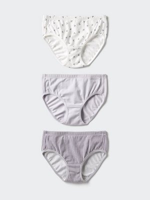 UNIQLO - комплект из 3 хлопковых трусиков для девочек - 02 LIGHTGRAY