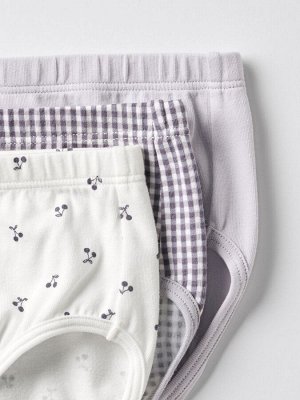 UNIQLO - комплект из 3 хлопковых трусиков для девочек - 02 LIGHTGRAY