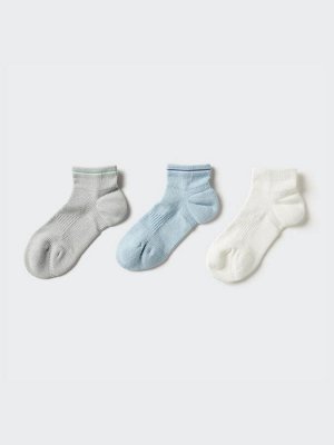 UNIQLO - короткие женские носки средней плотности (3 пары) - 03 GRAY