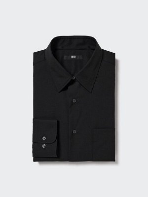 UNIQLO - хлопковая однотонная рубашка с длинным рукавом классического кроя