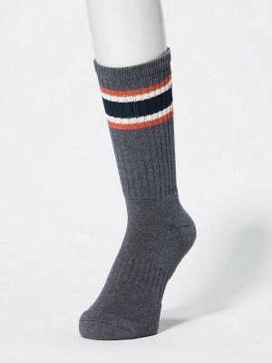 UNIQLO - высокие носки в рубчик для мужчин - 08 DARKGRAY