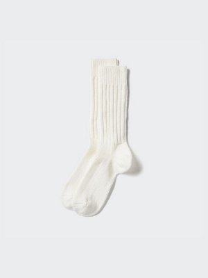 UNIQLO - теплые мужские носки увеличенной длины - 01 OFFWHITE