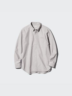 UNIQLO - однотонная рубашка оксфорд - 01 OFF WHITE