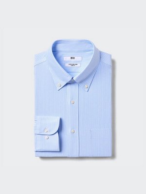 UNIQLO - деловая рубашка из тонкого джерси в мелкую полоску - 63 BLUE