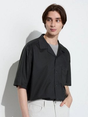 UNIQLO - рубашка с открытым воротником - 09 BLACK