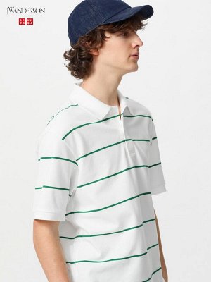 UNIQLO x JW ANDERSON - полосатая футболка-поло Dry Kanoko - 00 WHITE