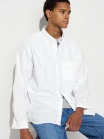 UNIQLO - базовая хлопковая оверсайз рубашка - 00 WHITE
